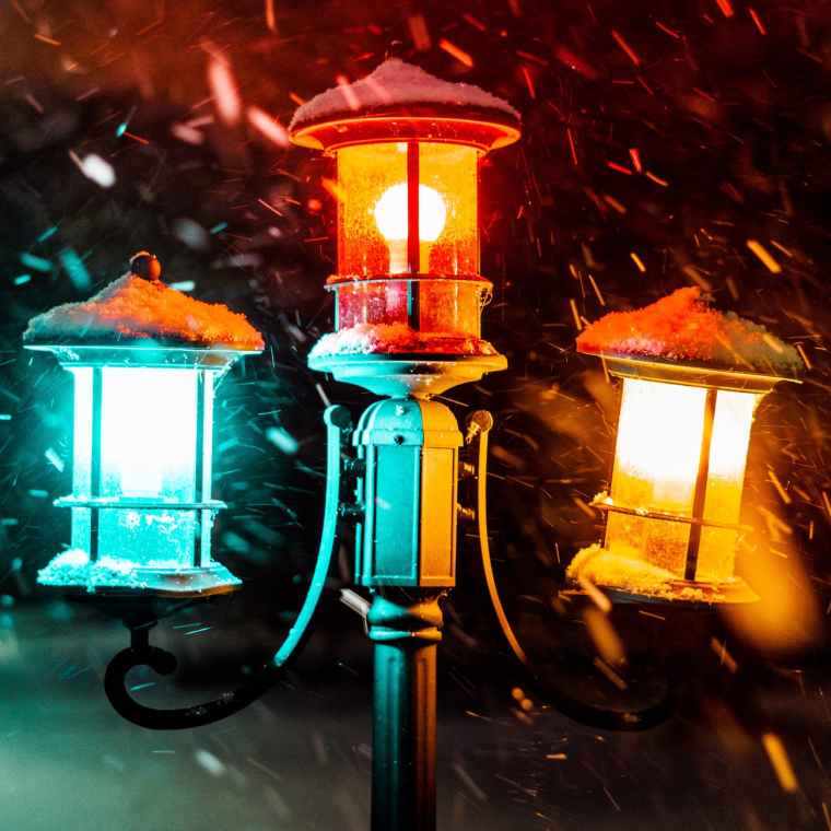 close up photography of street lamps